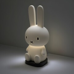 fairy tale character bunny lamp white lightning sit in room home cute