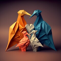 origami birds family love each other peace heart 