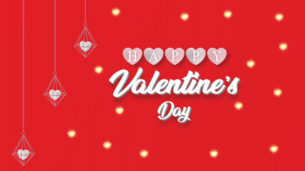 Fototapeta na wymiar Celebration of valentine's day and simple happy valentine's day hearts shape