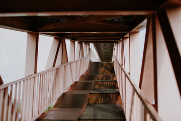 Stair of Kuala Perlis walkway in midtown of Perlis Malaysia village at evening.