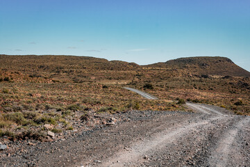 Beautiful landscape of the Karoo National Park in South Africa, half desert