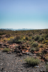 Beautiful landscape of the Karoo National Park in South Africa, half desert