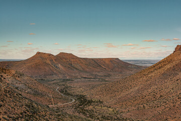 Beautiful landscape of the Karoo National Park in South Africa, half desert