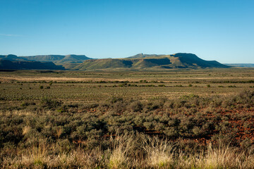 Fototapeta na wymiar Beautiful landscape of the Karoo National Park in South Africa, half desert
