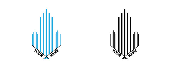 Building real estate logo ,blue and black ,vector illustration 