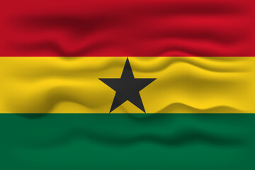 Waving flag of the country Ghana. Vector illustration.