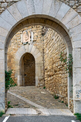 Fototapeta na wymiar Puerta de la villa de Rello, medieval village, Soria, Castilla y León, Spain