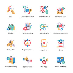 Collection of Marketing Hand Drawn Icons 

