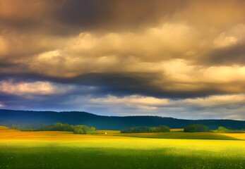 Obraz premium Generative AI,scenic view of agricultural field against sky