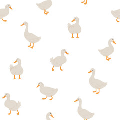 Fototapeta na wymiar Seamless trendy pattern with goose. Outline vector illustration for prints, clothing, packaging and postcards.