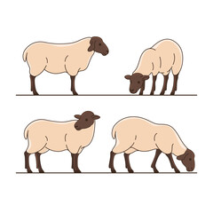 Cartoon sheep flat icon. Сute animals set of icons.