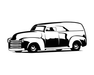 Fototapeta premium chevrolet panel van 1952 silhouette. isolated white background view from side. the best for the truck industry