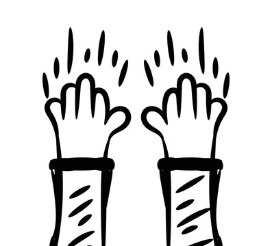 Hands Holding Hands Doodle. Vector Ilustration. Eps 10