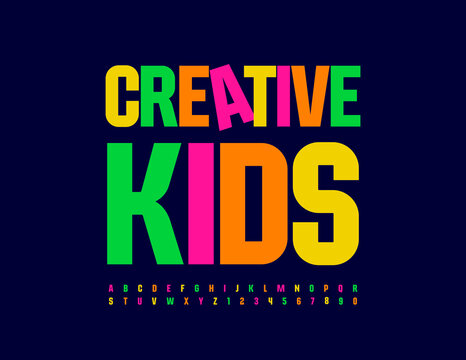 Vector colorful banner Creative Kids. Modern Bright Font. Creative Alphabet set