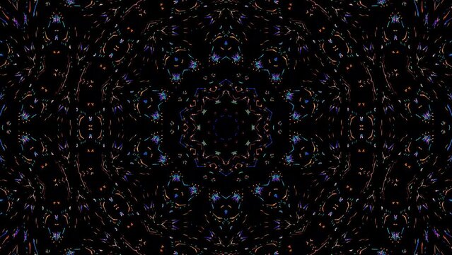 Abstract Kaleidoscope pattern with full colors. Magic mandala. 4k	
