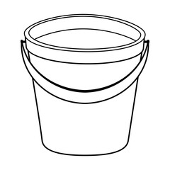 Coloring page with bucket filled water. Colorless cartoon bucket. Template of coloring book with pail of water for garden or cleaning house. Practice worksheet or Anti-stress page for kids. Logic game