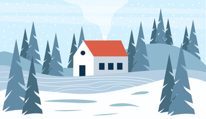 Obraz na płótnie Canvas winter landscape with house