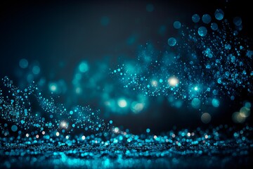 Defocused abstract blue lights background . bokeh lights. concept, Blue texture . Dark blue and silver glow particle abstract background. generative ai