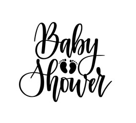 Baby shower. Cute modern calligraphy drawing on transparent background