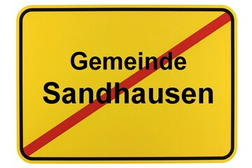 Illustration eines Ortsschildes der Gemeinde Sandhausen in Baden-Württemberg