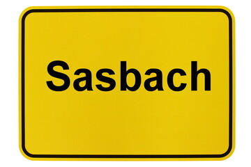 Illustration eines Ortsschildes der Gemeinde Sasbach in Baden-Württemberg