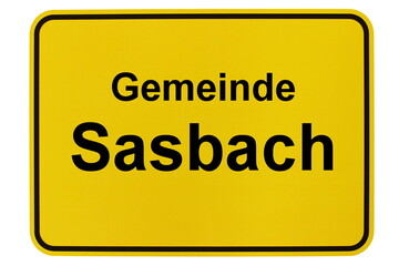 Illustration eines Ortsschildes der Gemeinde Sasbach in Baden-Württemberg