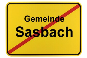 Illustration eines Ortsschildes der Gemeinde Sasbach in Baden-Württemberg