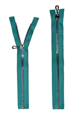 blue zipper with clipping path isolated on white background