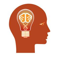 Human head icon for conceptual projects, lamp idea