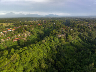 Fototapeta na wymiar Aerial view of artist trail in Ubud, Bali.