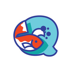 Alphabet Q Fish Logo