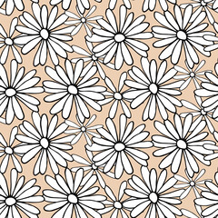 Daisy flower seamless pattern, pastel color background