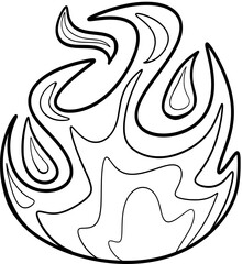 Hand-drawn on a white background, isolated small flame. This is contour, off-colour	