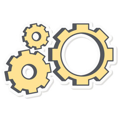 Rotating Gear Symbol Work Together Infographics Sticker Company Budget Presentation Icon