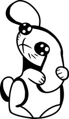 drawing of silhouettes of black rabbits, isolated	