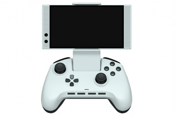 Realistic white joystick for playing games on mobile phone on white background © Vasyl Onyskiv