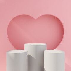 Valentine display podium minimal for product backdrop. 3d rendering.