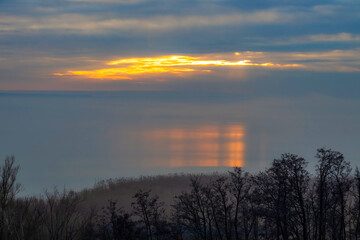 Fototapeta na wymiar Sunset lights on lake Balaton of Hungary
