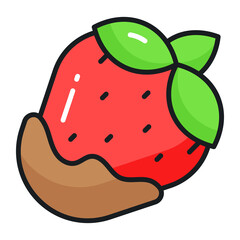 A beautiful vector of chocolate strawberry, party treat icon