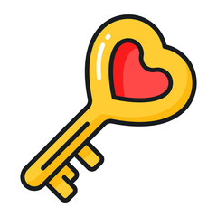Get this beautiful vector of love key in modern style, premium icon