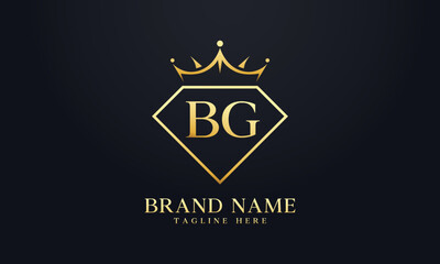 Diamond crown vector. Luxury queen logo for jewelry vector with letters