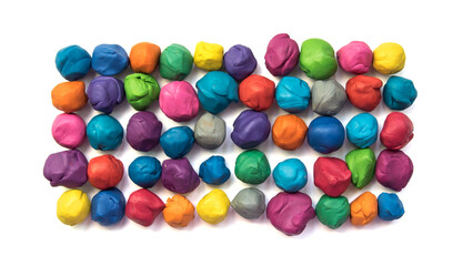 colorful plastic mass for modeling in the form of a ball, on a white background.