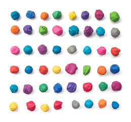 colorful plastic mass for modeling in the form of a ball, on a white background.