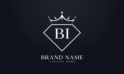 Diamond crown vector. Luxury queen logo for jewelry vector with letters