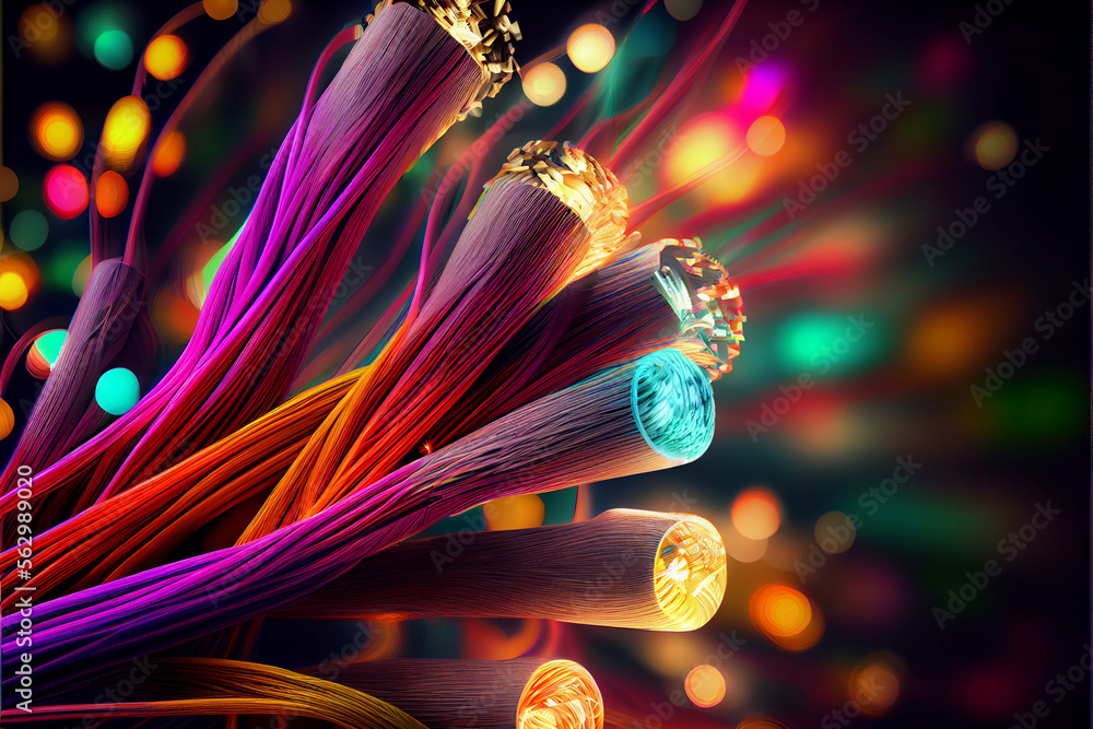 Poster beautiful multi colored abstract optical light bokeh on a dark background