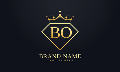 Diamond crown vector. Luxury queen logo for jewelry vector with letters