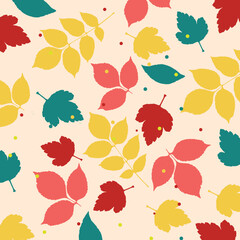 seamless pattern with autumn leaves and petals