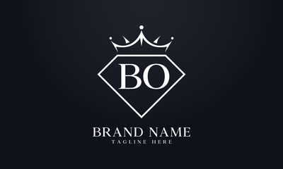 Diamond crown vector. Luxury queen logo for jewelry vector with letters