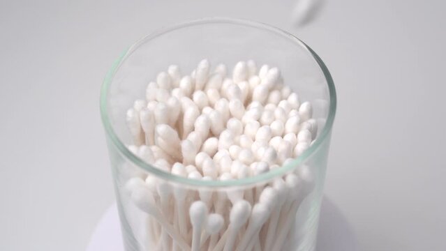 Grabbing Cotton Swab From Container 4k