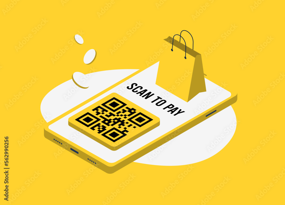 Poster qr code payment - contactless and cashless payment method by scanning qr-code with mobile smartphone